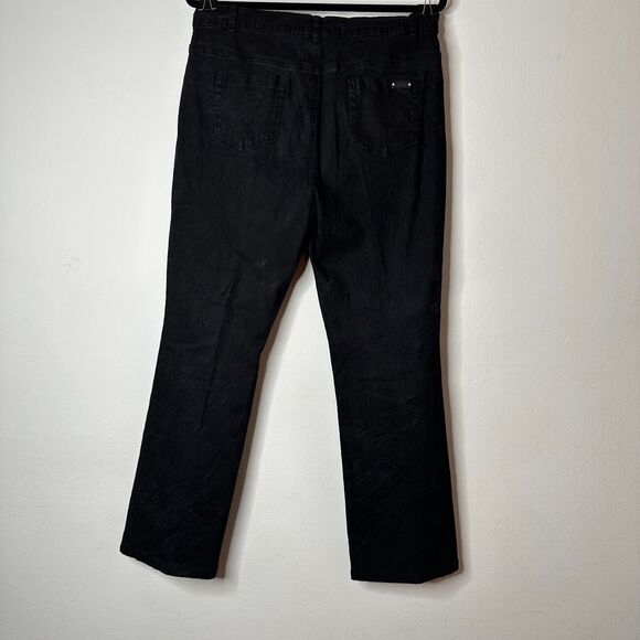 DG2 Diane Gilman Solid Black Mid-Rise Denim Jeans Stretch Straight Leg 10 - Picture 10 of 11